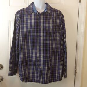 (3/$20) Chaps purple plaid long sleeve button down shirt